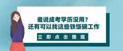 谁说成考学历没用？还有可以找这些铁饭碗工作